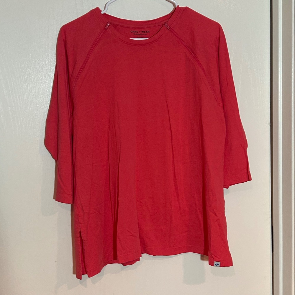 Care+Wear Chest Access Shirt XL Coral Adaptive Medical Port PICC Chemo Zip Top